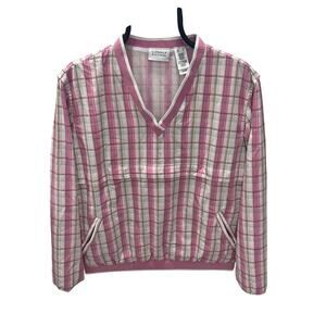 Lizgolf By Liz Claiborne Pink Plaid V-neck Pullover Windbreaker ~ Women's SM